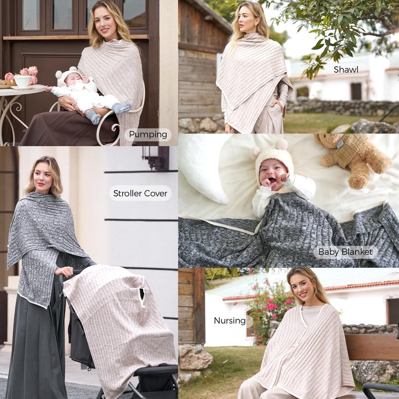 Momcozy Soft Wool-Blend Nursing Cover for Breastfeeding, Privacy Poncho for