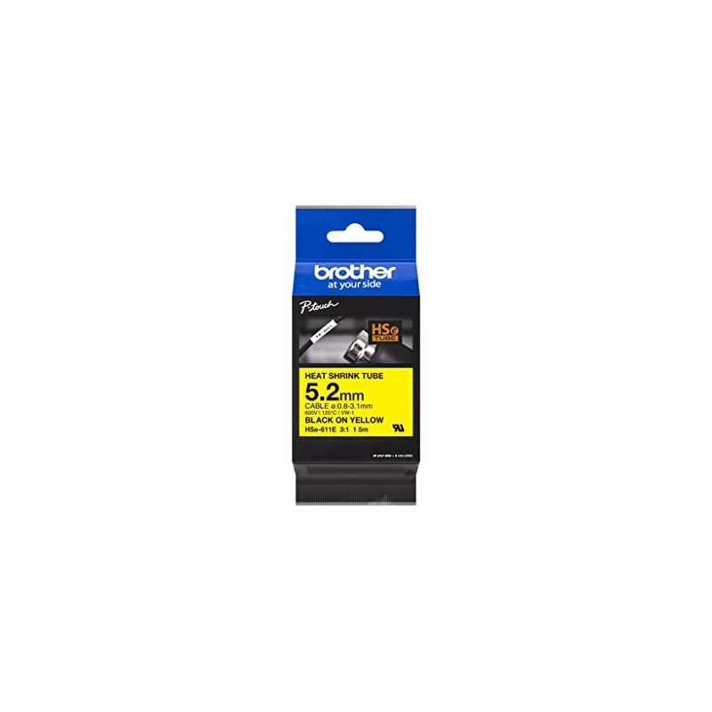 Brother Genuine Pro Tape HSe-611E Heat Shrink Tubing - Black