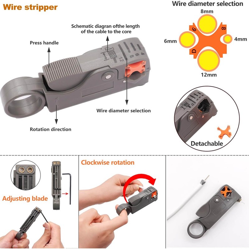 RG59 RG6 Coax Cable Crimper Tool Kit Coaxial Cable Crimper