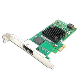 Gigabit Dual Ethernet Server PCIe2.0 x1,1Gb Network Card(NIC) with 2X RJ45 Ports Compatible with Intel LAN Adapter I350T2V2BLK Support Windows 10/Windows Server 2016/Linux/VMware