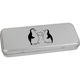 Azeeda 'Love Penguins' Metal Hinged Stationery Tin/Storage Box (TT00106259)
