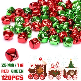 Augshy 120 Pieces Jingle Bells 1 Inch Craft Bell Bulk for Christmas Home and Pet Decorations Xmas Decor Party Favors Supplies (Red and Green)