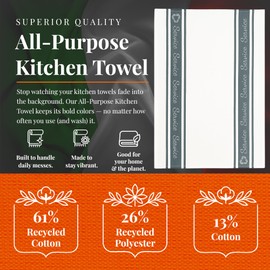 CARLO LAMPERTI Premium Kitchen Utility Service Towels Italy 23"" x17 (4 Pack) Restaurant-Grade, for Neat Table and Cook Stations, Machine Washable Recycled Cotton Poly Durable Hanging Loop, Gray