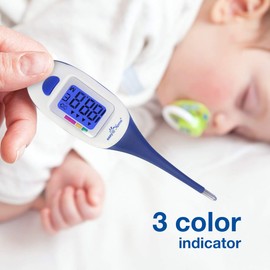 Easy@Home Digital Thermometer for Oral, Rectal or Axillary Underarm Body Temperature Measurement with backlit LCD display, waterproof flexible tip,test completion&fever Alarm,clinical accurate,EMT-026