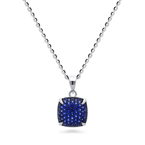BERRICLE Sterling Silver Square Cubic Zirconia CZ Fashion Pendant Necklace