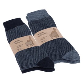Celodoro Women's and Men's Wool Socks with Alpaca Plain and Striped, blue