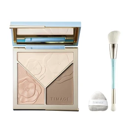 TIMAGE Bronzer Highlight Shading Matte Highlight Highlight Powder Nose Shadow Shading 3-in-1 3-in-1 Create 3D Contours with a Tri-Color Palette (01+ Brush+Powder Puff)