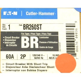 Cutler Hammer BR260ST Circuit Breaker, 2-pole 60-amp with shunt trip