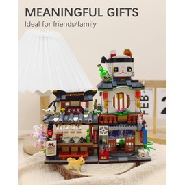 LUOGFYNI Japanese Street View Izakaya Shop Building Blocks Set, Japanese Theme Store Simulation Architecture Creative Model, Mini Bricks Construction Building Toy for Adults