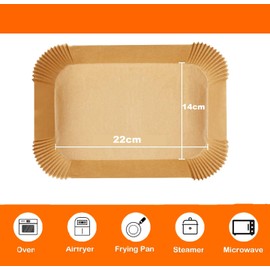Baking Paper for Hot Air Fryer, Pack of 120, 22 x 14 cm Airfryer Baking Paper, Square Waterproof, Oil-Proof Air Fryer, Food Grade Non-Stick Hot Air Fryers