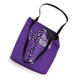 Cute Purple Christian Verse Cheetah Print Easter He Is Risen Tote Bag
