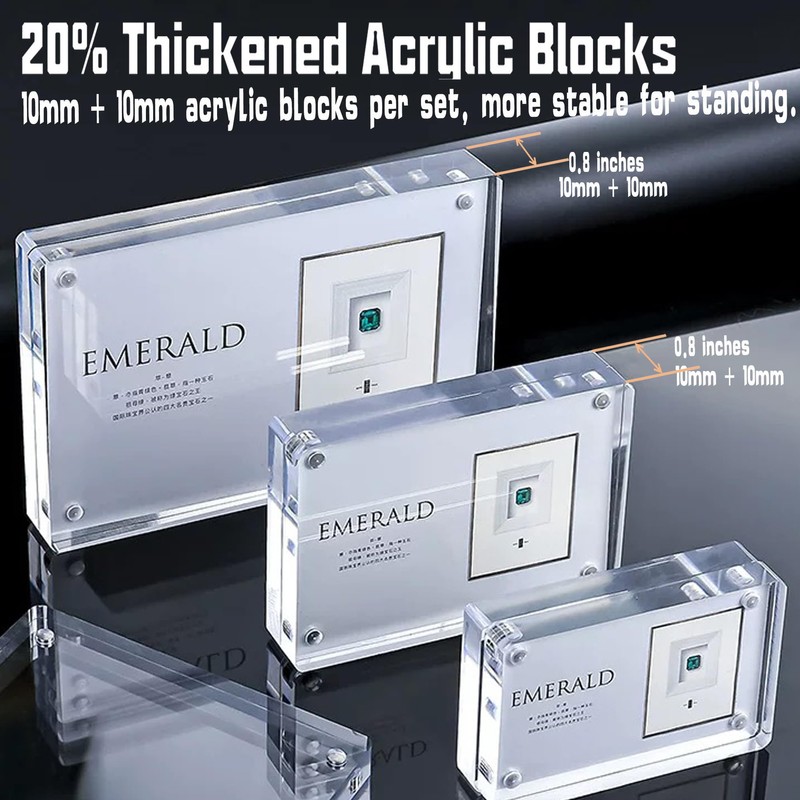 EKINIYAR 4x6 Acrylic Picture Frames, 20% Thicker Block, Clear Picture