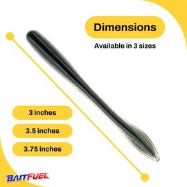 BAITFUEL Crush Worm Infused with Supercharged X55 Formula Gel: Fish Scent Technology with Powerful Attractants | 3.75-Inch, Midnight Green (PN: X71586)