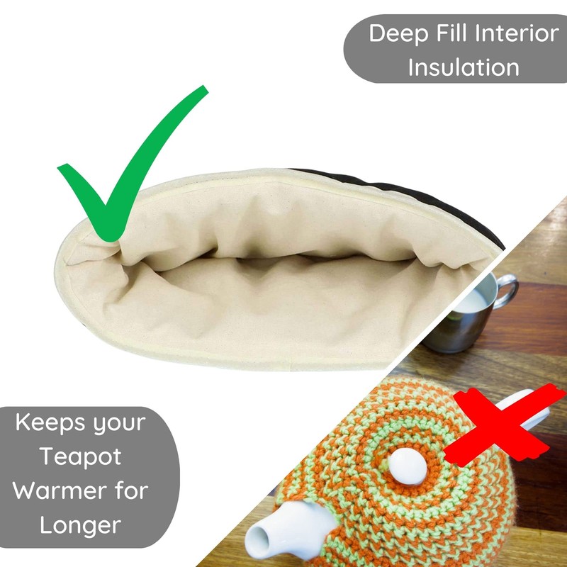 Muldale Large Tea Cozy for Teapot Insulated - Black -