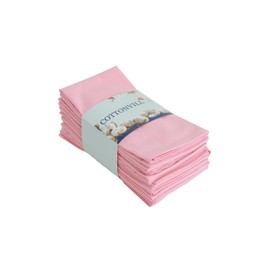 COTTONVILL 100% Cotton Cloth Napkins Highly Absorbent Fabric (18x18 inch 12 Pack, 20-Pink Mist)