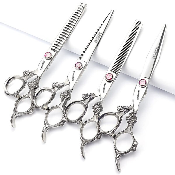 Hairdresser Professional 6-7-8-9 Inch High-End JP440c Hairdresser Scissors Suit Hairstyle Hairstyle Tools Hair Scissors Set (Scissors Set) (7-Inch 4 Pieces)