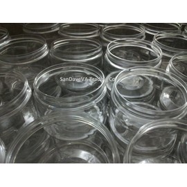 SanDaveVA Brand 12oz Plastic Jar Clear w/white smooth caps (6) PET Free 89mm Foam Seal- DIY lotion, creams, crafts, bath salt