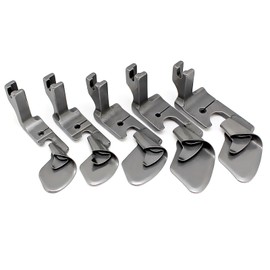 Fbshicung 5 Piece Industrial Curved Scroll Hemmer Foot(3.2mm/4.8mm/6.4mm/8mm/9.5mm) Hem Pull Tube Presser Foot Silk Chiffon Skirt Crimping Presser Foot
