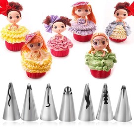 7 piezas de acero inoxidable, boquillas para manga pastelera DIY para repostería, fondant, boquillas para decoración de pasteles, herramienta rusa para hornear
