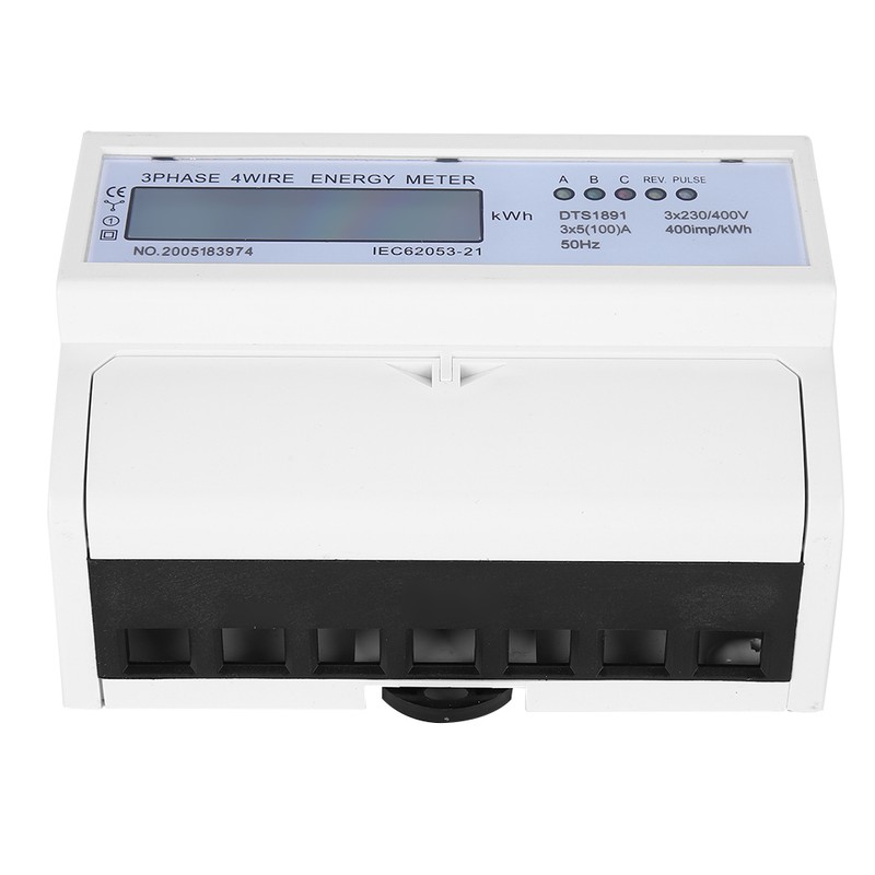 Rail Energy Meter 3Phase 4Wire 7P LCD Down‑in Down‑out Portable