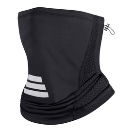 MELLIEX Multifunctional Scarf Drawstring Breathable Elastic Tube Scarf Sun Protection Windproof Neckerchief for Men Women Outdoor Cycling Motorcycle Running, black