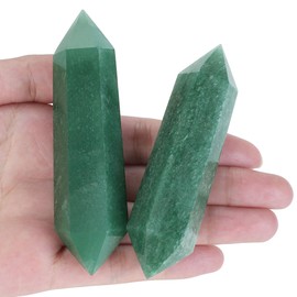 QINJIEJIE Large Crystals Stones Green Aventurine Hexagonal Gemstones Healing Stones Natural Hexagonal Dots Crystal Reiki Meditation Gemstone 8-9 cm 1 Piece