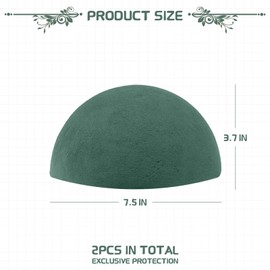 2 Pcs Floral Foam Half Balls, 7.5"W x 3.7"H Half Round Green Dry & Wet Flower Foam for Fresh or Artificial Flower Arrangements, Florist Foam for Craft Supplies,Wedding, Birthdays, Home Decor