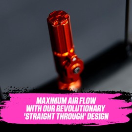 Muc-Off Big Bore Hybrid Tubeless Valves, Red 35mm - Precision Engineered Dust Caps for Bikes with Revolutionary Airflow Technology - Schrader Valve Caps for Tubeless MTB/Road/Gravel Bikes
