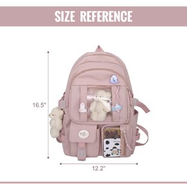 7VSTOHS Kawaii Backpack with Kawaii Pendant and Accessories for Teen Girls Backpack School Aesthetic Backpack, pink, kawaii