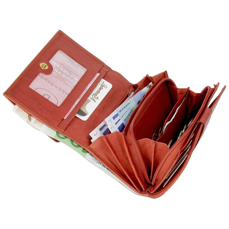 Ledershop24 RFID Women's Leather Wallet Women's Purse – Long Rust