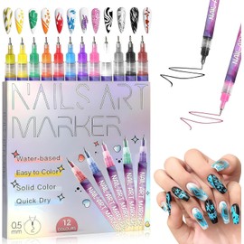 12 Colors Nail Art Pens Set, 2026 Nuevos Rotuladores para Uñas de Gel, Nail Art Point Grafiti Pen Set, Rotuladores de Puntos, Rotuladores de Pinceles Delineadores, Diseño de Uñas, Decoraciones DIY