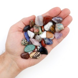 DANCING BEAR 2 Pounds Tumbled Polished Natural Gem Stones + 24 Page Rock & Mineral Book. Average Stone Size ¾ inch. Choose 1 or 2 pounds Brand