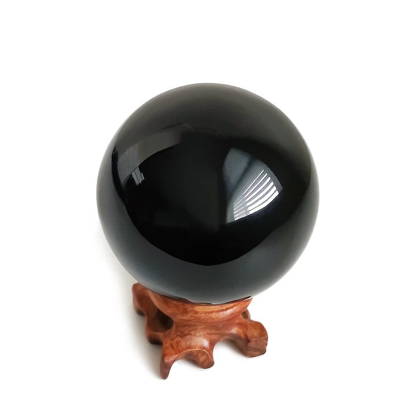 天然黒曜石オブシディアンクリスタルボール 60mm 風水 癒し浄化 開運 お守り飾り用