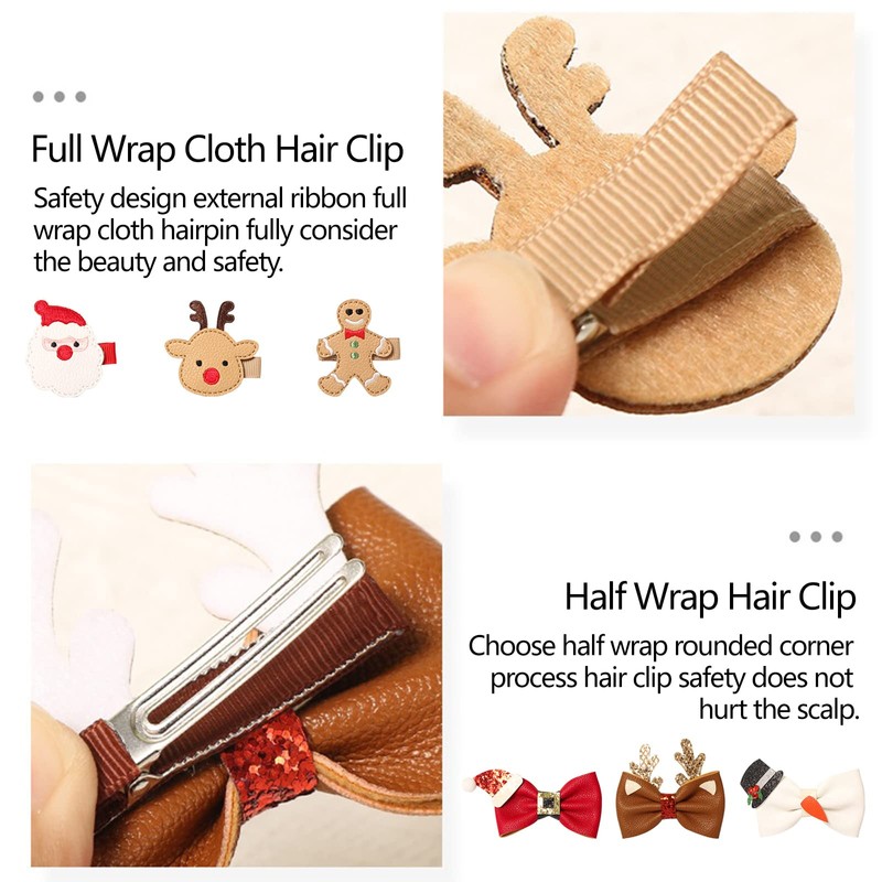 9 Pcs Christmas Hair Clips for Kids Toddler Girls Reindeer