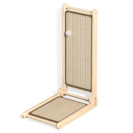 Cat Scratcher, 24-Inch L Shaped Cat Scratcher, Foldable Cat Scratching Board, Sisal Cat Scratcher with Ball Toy for Indoor Cats, Protecting Furniture Cat Scratching Pad, Floor Mounted Cat Scratcher