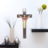 Needzo Catholic Wall Decor, Hanging Risen Christ Dark Wooden Cross,