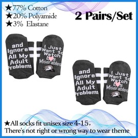 PXTIDY 2 PAIRS Les Aesthetic Miserables Musical Socks Musical Novelty Socks Musical Theater Fans Gift