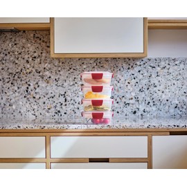 Joseph Joseph Nest Lock 8-piece Plastic BPA Free Round Food Storage Container Set with Lockable Airtight Leakproof Lids - Red