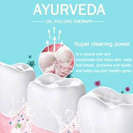 Natürliches Kokosöl, Aufhellendes Öl Mundspülung, Mundziehöl mit Kokosnuss & Pfefferminzöl mit Zungenschaber, Mundspülung für Frischen Atem Zahnaufhellung und gesünderes Zahnfleisch und Zähne 8 Fl.oz