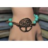 Tree of Life Turquoise Bracelet Suede and Burnished Gold Rustic
