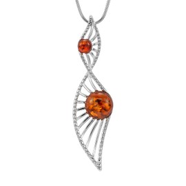 Copal Exquisite Women's Necklace with Amber Pendant Made of High-Quality Silver 925, Sterling Silver, Amber