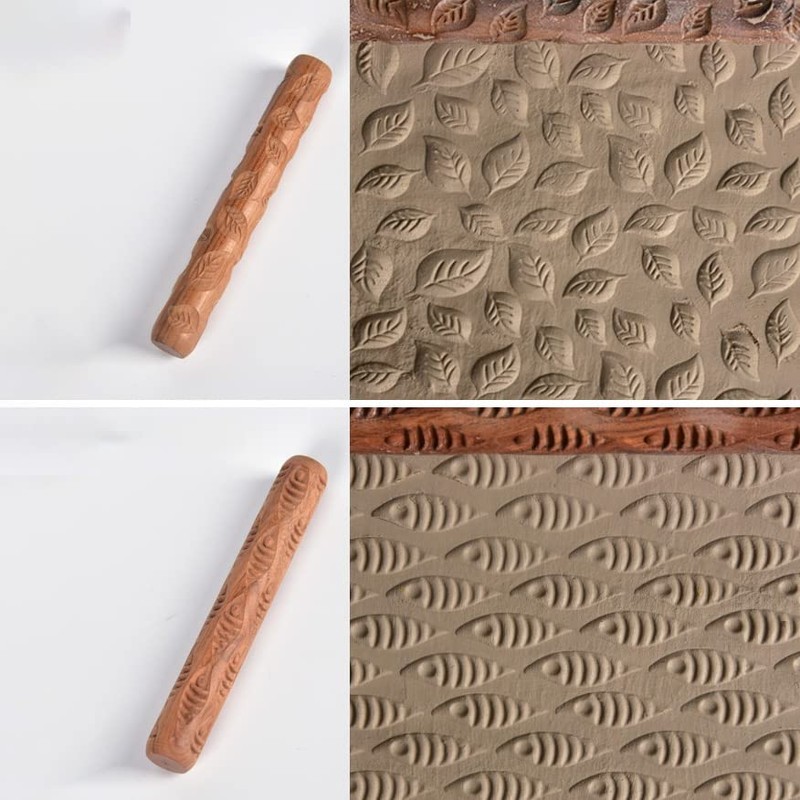 Kafei 5 Pieces Potter Tools Hand Rolls for Clay Stamp