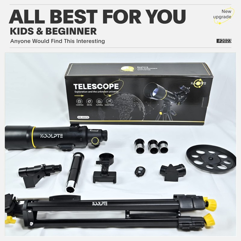 Telescope, 70mm Aperture 400mm AZ Mount Astronomical Refracting Telescopes (20x-200x)