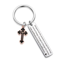 ZNOSVEI Religious Jewelry Bible Verse Quote Gift Baptism Key Ring Girlfriend Jewelry Godfather Cross Keychain Baptism Jewelry Christian Gift Granddaughter Grandson Godson Gift