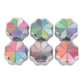 6 Pcs Washable Ink Pad Petal Shape 48 Metal Colors DIY Rubber Stamp Pad For Dogs Baby Footprint Fingerprint