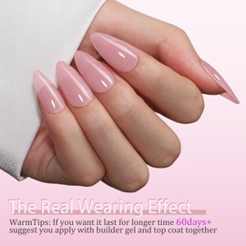 SXVME Soft Gel Nail Tips Short Almond Gel X Nails, 300Pcs Pre-applied Tip Primer Gel X Nail Tips, Natural Pink Colored Gel Tips Acrylic Fake Nails Extensions False Nails Press ons for Easy DIY