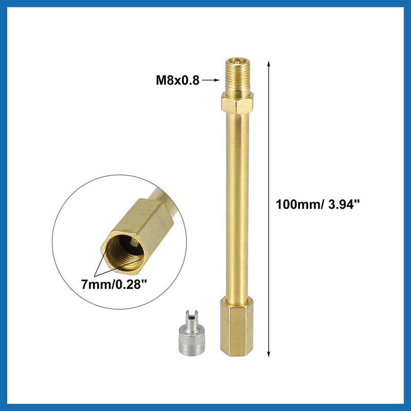 A ABSOPRO 4pcs 100mm/3.94" Long Brass Auto Tire Valve Extension