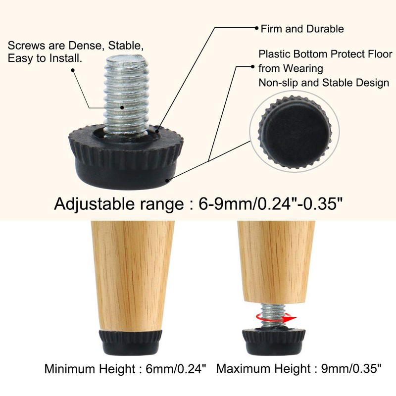 uxcell M6 x 10 x 15mm Leveling Feet Adjustable Leveler