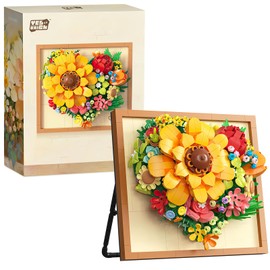 Astrevo Sunflower Flower Building Blocks Set, 781 Pieces Sunflower Bouquet Clamping Blocks, Creative Building Craft Toy Gifts for Children and Adults
