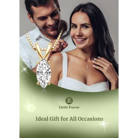 JL LITTLE FOREST Solitaire Pendant for Women, Emerald/Square Princess/Marquise/Trillion Cut CZ Necklaces, 18K White and Gold-plated 925 Sterling Silver Ideas Gift, Jewelry Box Packed, Sterling Silver,